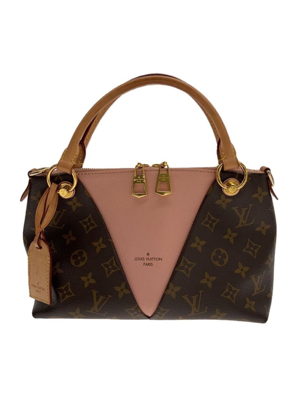 LOUIS VUITTON V Tote Monogram Canvas Brown Leather Brown All over